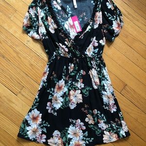 Floral dress, knee length v neck
